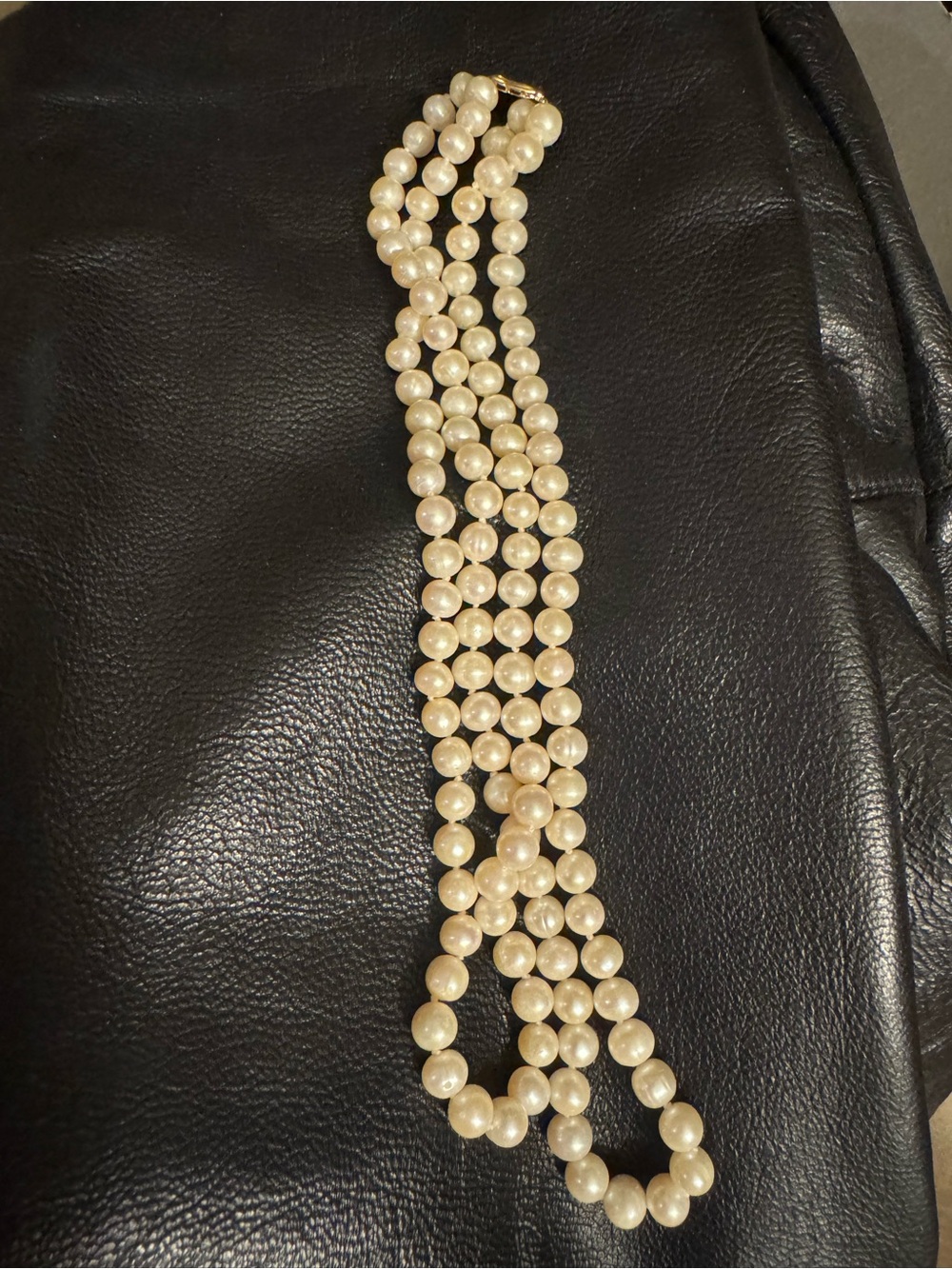 Vintage 14K Gold Double Strand Pearl Necklace 17.25" 7mm 57.1g